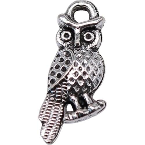 WYSIWYG 20pcs 16x7mm Tibetan Silver Color Owl Charms Wholesale Owl Small Charm Tiny Owl Charm For Jewelry Making