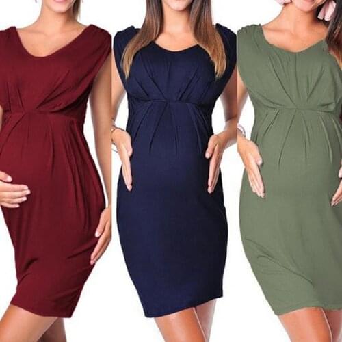 Maternity Skirt 2021 Summer Fashion Maternity Wear Maternity Round Neck Sleeveless Tight Dress Sexy Solid Color Dress Costume