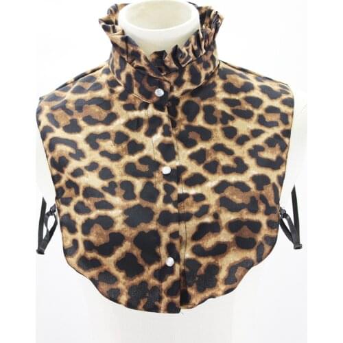 Leopard Fake Collar Ladies New Sexy Lace Pleated Decoration Autumn Winter Warm Sweater Shirts Accessories High Standing Collar