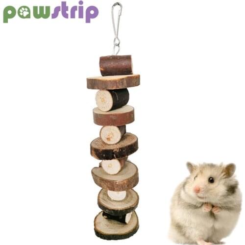 Pet Chew Toy Wooden Hanging Tooth Grinding Toys For Hamster Chinchilla Small Animals Pet Cage Pendant Handmade Teeth Grinding