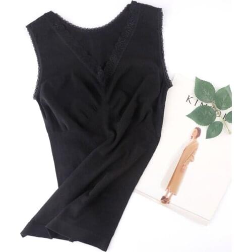 Autumn winter style V-neck lace undercut vest sleeveless body-fitted beauty for ladies thin tank top camisole singlet women