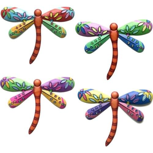 1/4pcs Metal Colourful Dragonfly Garden Wall Art Ornaments Outdoor Indoor Decor