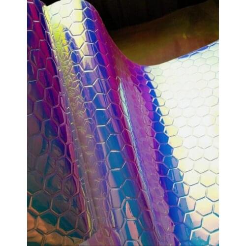 1yard (90x132cm) lridescent football Synthetic leather pu leather fabric sheet bow material KB020