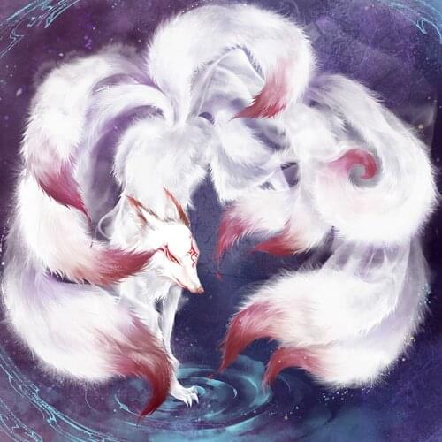 5D DIY Diamond Painting Nine tail foxes Embroidery 100% Full Round&Square Diamond Cross Stitch Rhinestone Mosaic home Decor gift