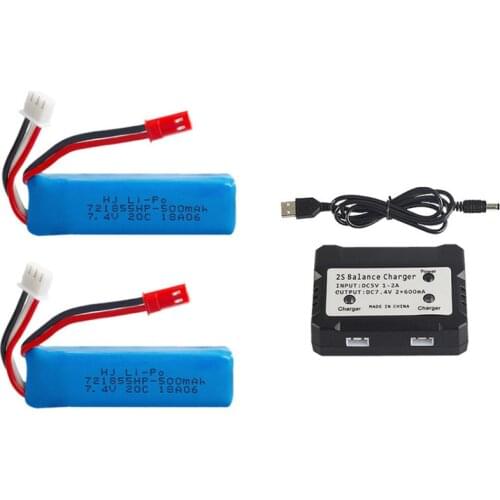7.4V Lipo Battery for WLtoys A202 A212 A222 A232 A242 A252 4WD RC Car Parts 2s 7.4v 500mah Battery with Charger