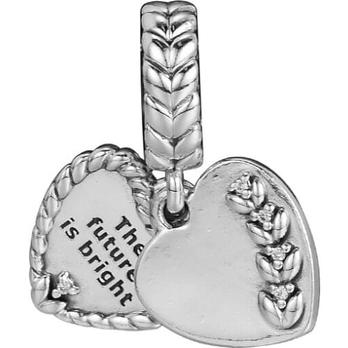 Authentic 925 Sterling Silver Bright Seeds Charm Clear CZ Heart Beads Fits Pandora Bracelet Women DIY Jewelry Gift Kralen