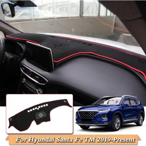 Car Styling Dashboard Protective Mat Shade Cushion Photophobism Rose Pattern Carpet For Hyundai Santa Fe TM 2019-Present