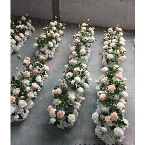 White with hot pink flower aisle runner decor 4M x 24cm Wedding decoration