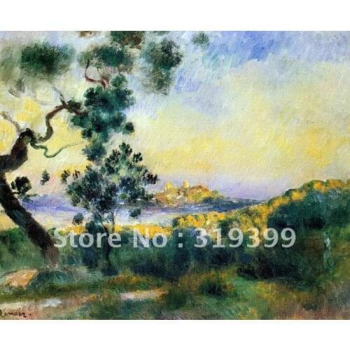 Free fast Shipping,100%handmade,Oil Painting Reproduction,view of antibes by pierre auguste renoir,oil painting on linen canvas