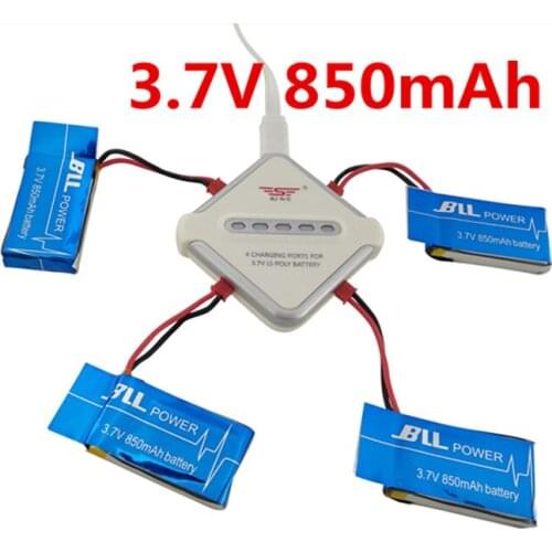 BLL MJX X400 X800 X500 X300C FY550 HM1315 HJ818 HJ819 3.7V 850mAh Battery & 4 In 1 JST Charging Cable Parts for MJX RC Drone