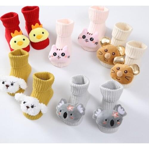 0-1Y Newborn Baby Girl Boy Cotton Socks Infant Cartoon Animals Socks Anti-slip Middle Tube Floor Socks New Arrival