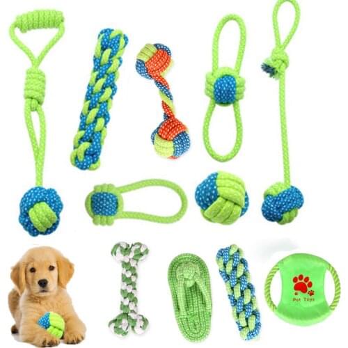 Pet Dog toys Dogs Chew Teeth Cleaning Cotton Green safety Fun Playing Rope Ball for Small Large Dog Cat Toy Pet dog supplies