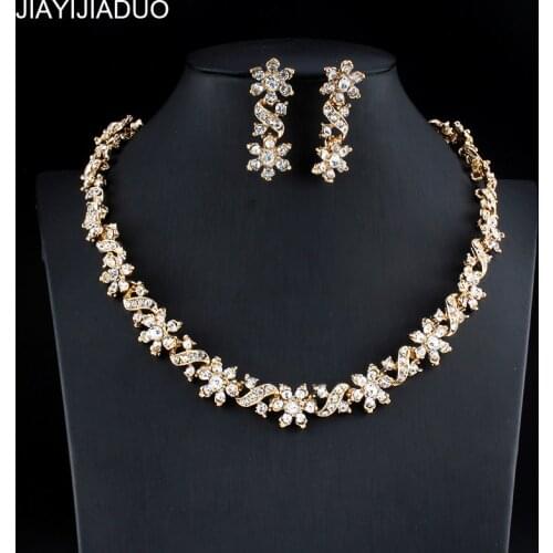 Jiayijiaduo Dubai Gold Color Necklace Earrings Set for Womens Wedding Jewelry Set Crystal Jewelry Accessories dropshipping 2018