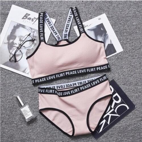 1836 Cotton Underwear Sets Letter Personality Womens Lingerie Set Sports Halter Tube Top Comfortable Set Of Womens Panties