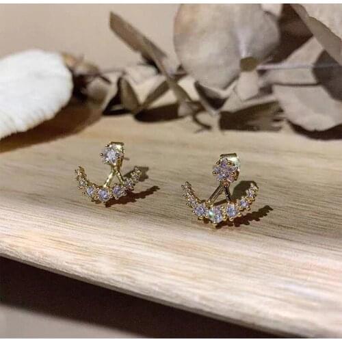 Korean Fashion Shiny Star Moon Dangle Earring for Women Femme Exquisite Gold Rhinestone Wedding Earring Jewelry Pendientes