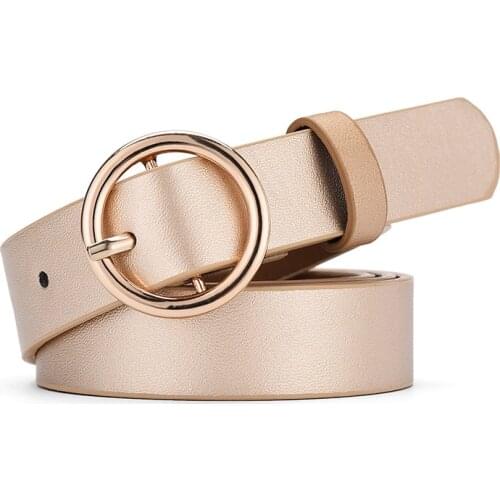 2020 Female Fashion Round Buckle Waist Belt Metal Buckle Casual PU Leather Belt Clothes Accessories For Men And Women