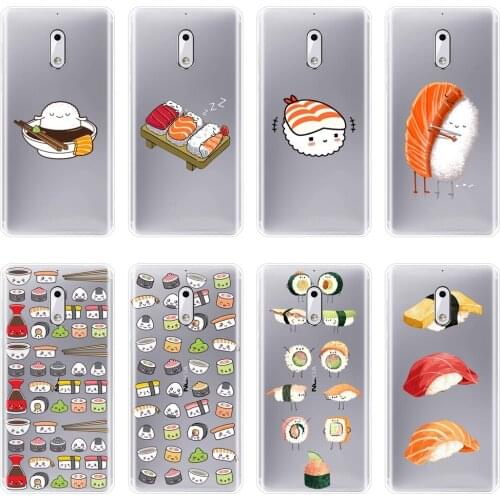 TPU Sushi Food Japan Funny Cute Kawaii Soft Back Cover For Nokia 1 2 3 5 6 8 Phone Case Silicone For Nokia 7 Plus X6