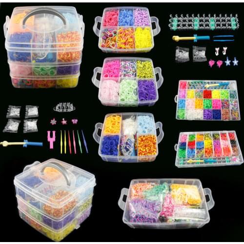 DIY Hand Made Rubber Bands Twist Loom Set Rubber Loom Bands Kits Friendship Bracelet Maker Making Kit for Kids In Stock