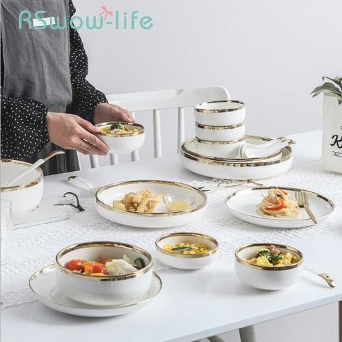 22Pcs Creative Bone China Cutlery Set Dish Sets Dinnerware Home Dishes And Plates Sets Multi-person Ceramic Plate For Tableware