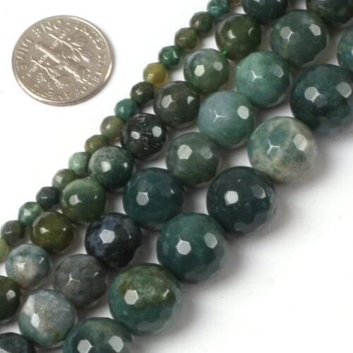 Gem-inside Natural Moss Agates Faceted Stone Tiny Small Spacer Seed Beads For Jewelry Making 4-14mm 15inches DIY Jewellery