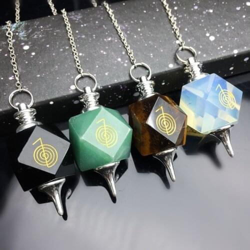 Natural Symbol Carving Stone Pendulum for Hypnosis Dowsing Lapis Lazuli Pendant Pendulums Reiki Chakra Healing Crystal Pendule