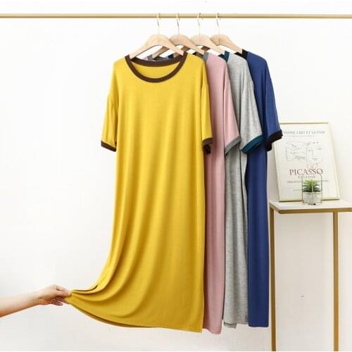 Loose Nightgowns Women Korean New Sleeping Home Clothes Modal Cotton Long Dress Ladies Nightwear Night Shirt Vestidos Mujer