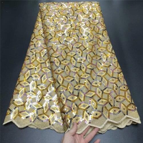 Latest African lace Fabric With Sequins French Net lace Sequins Lace For Wedding Dress 5 yards