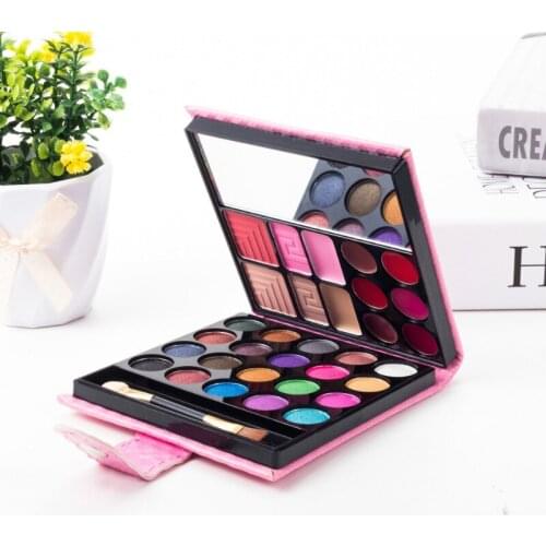 NEW 32 Colors Makeup Eyeshadow Palette Blush Lipstick Lip Gloss With Case Brush Matte Glitter Long Lasting Beauty Eye Pallete
