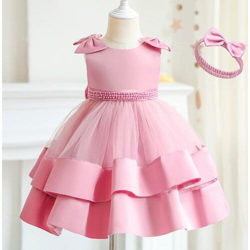 Baby Girls Princess Dress Bow Toddler Girls 1 Year Birthday Party Infant Christening Gwon Newborn Baptism Dress Girls Clothes