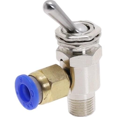 Air Pneumatic Mechanical Valve TAC-3V Exhaust Valve 2 Position 2 Way ON/OFF M5 Thread Toggles Switch Valves with Fiitting