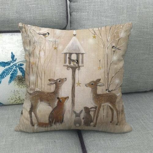 Christmas Decorations For Home throw pillowcase linen cushion cover New Year Xmas Decoration pillowcase Natale cartoon elk cover