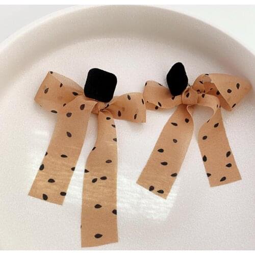 Bowknot French Ribbon Earrings Pendants for Women Golden Jewelry
