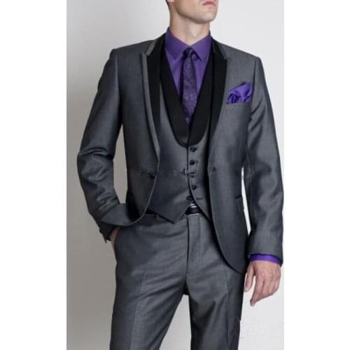 Gray Peaked Lapel One Button Custome Made Fashion Men Suits Slim Terno Masculino High Quality Handsome Comfortable New Arrival