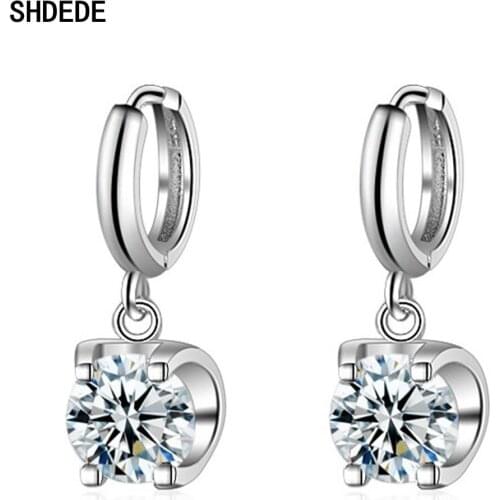 SHDEDE Hoops Drop Earrings Embellished With Crystals From Swarovski 925 Sterling Silver Cocktail Party Fashion Jewelry -X128