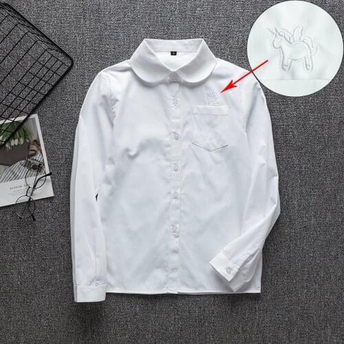 School Uniforms Long Sleeve White Shirt Women Japanese Student Girls And Boys Uniform Top Large-Size XS-5XL Unicorn JK Uniform