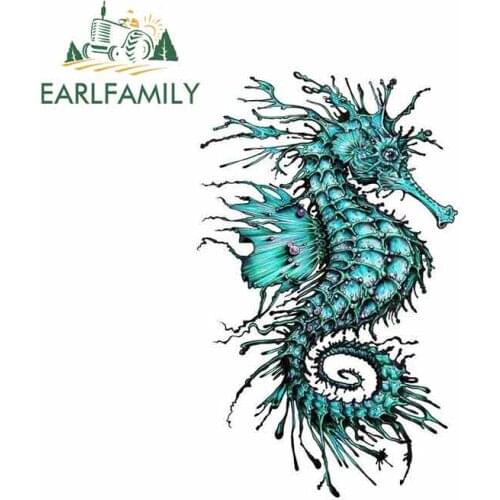 EARLFAMILY 13cm x 8cm For Teal Sea Horse Fine Decal Vinyl Car Sticker Car Graphic Decal Waterproof 3D Suitable For VAN RV