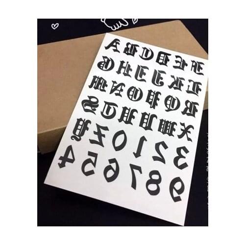 Waterproof Temporary Tattoo Sticker Black English Letter Arabic Numerals Fake Tattoos Flash Tatoo Arm Finger Tato for Women Men