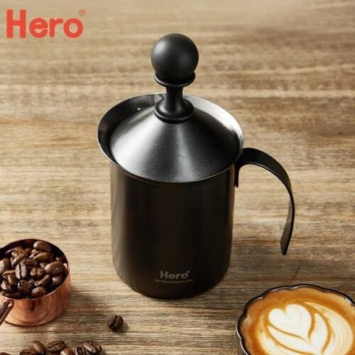 200ml Manual Milk Frother Manual Coffee Maker Handmade Milks Coffee Maker Stainless Steel Double Mesh Milk Creamer Foam