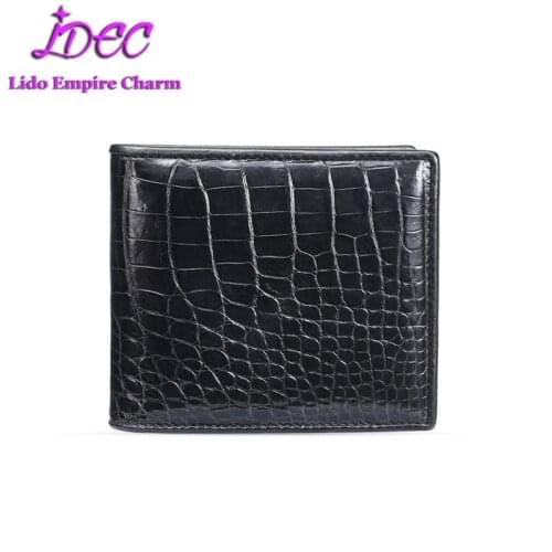 High quality brand Mens fashion short purse bifold Crocodile belly leather wallet male