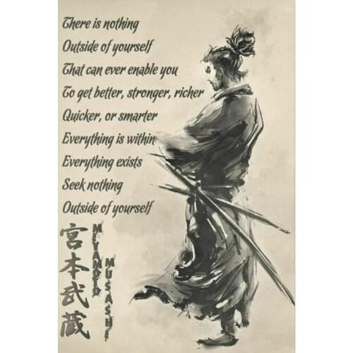 Japanese Samurai Motivational Quote Art print Silk poster Home Wall Decor
