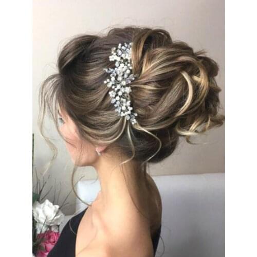 Vintage Silver Pearl Crystal Wedding Hair Combs Tiara Bridal Headband For Party Women Hair Accessories Hair Ornaments Jewelry