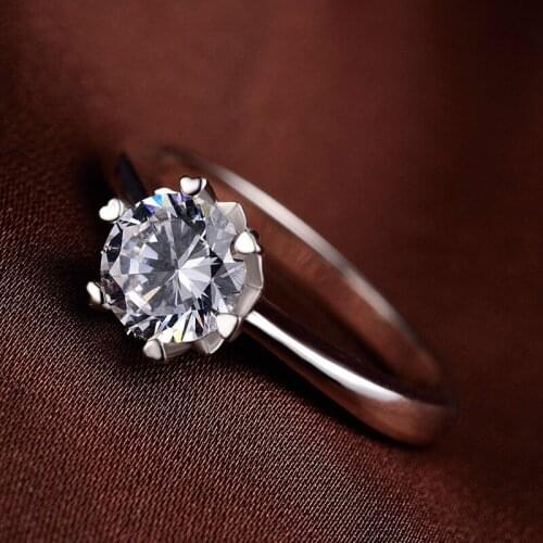 WYJZY Inlaid zircon snowflake sterling silver ring for women classic lady engagement ring christmas gift