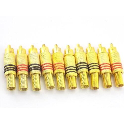 Surveillance Gold RCA Male Connector for Audio Locking Cable Plug Adapter for Video IP Camera CCTV Camera Security System