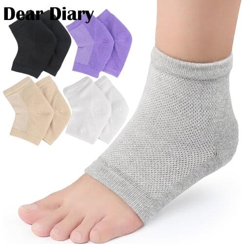 1 Pair Solid Cotton Sock Ped Anti Cracking Liner Heel Sock Soft Elastic Silicon Moisturizing Foot Skin Care Heel Foot Protection