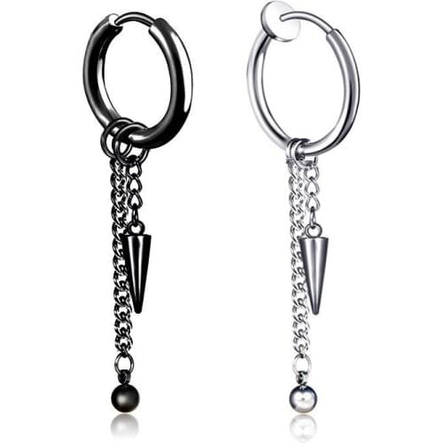 1pcs stainless steel ear clip Fashion No Ear Hole earring Metal tassel Earring Trendy Simple Style Clip Earrings