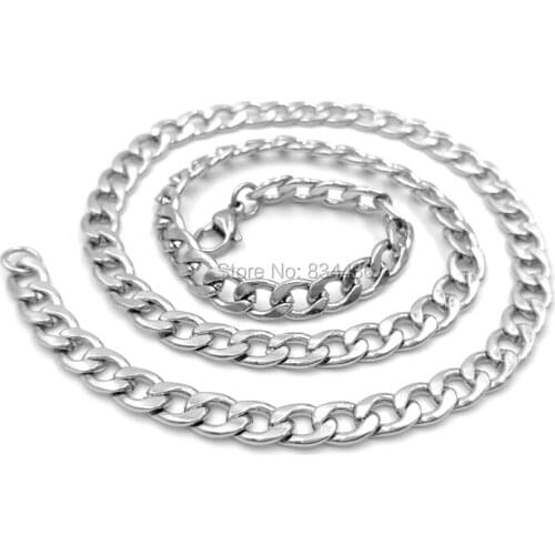 100pcs Good Quality 3 4 5mm Stainless Steel Cuban Chains 1:1 Figaro Necklaces Men Women Chokers Punk Jewelry Bulk Lot Wholesale