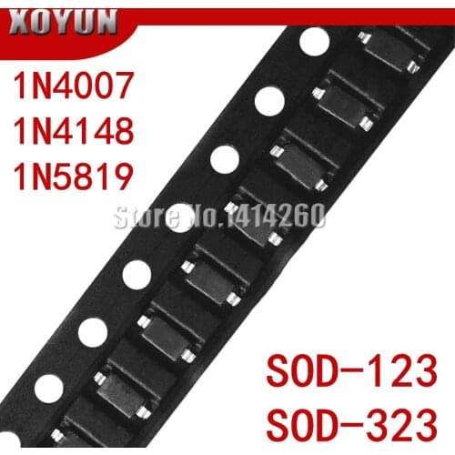 100pcs/lot SMD diode 0805 SOD-123 1N5819 1N4007 1N4148 SOD123 SOD-323 1206 1N4148WS 1N5819WS B5819WS SOD323