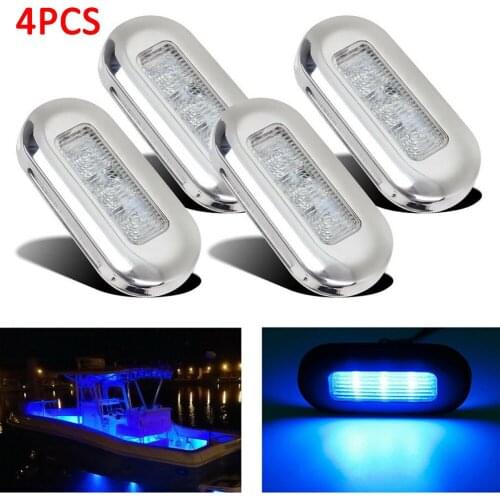 4PCS 12V 3 LED Boat Stair Deck Side Marker Light Indicator Turn Signal Lighting Courtesy Lights Marine Boat Accessory Taillights