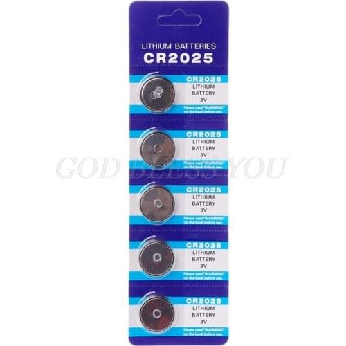 5PCS Lithium Battery CR2025 3V Cell Coin Batteries DL2025 BR2025 KCR2025 CR 2025 Car Key Button Watch Computer Electronic Toy
