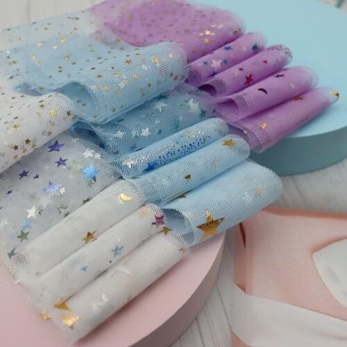 6cm 5yards Mix Star Fabric Tulle Soft Mesh DIY Craft Headband Gift Wrapping Party Event Wedding Birthday Supplies